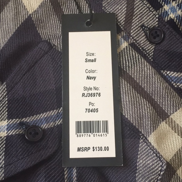 Romeo and Juliet Couture Navy Plaid shirt - Picture 3 of 3